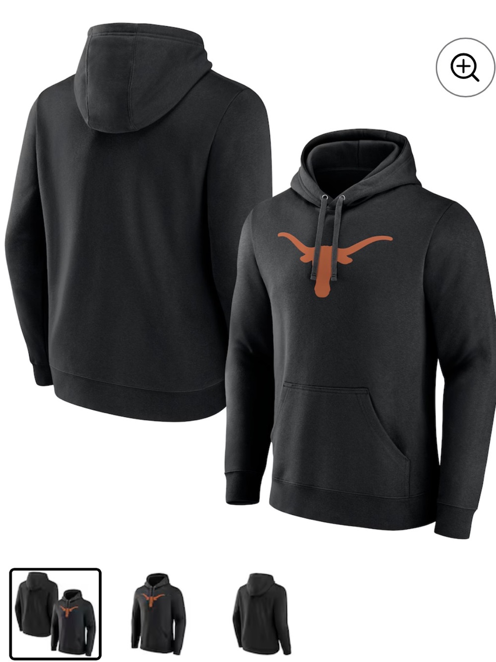 Champion Men’s Black University of Texas Hoodie with Orange Longhorn Graphic